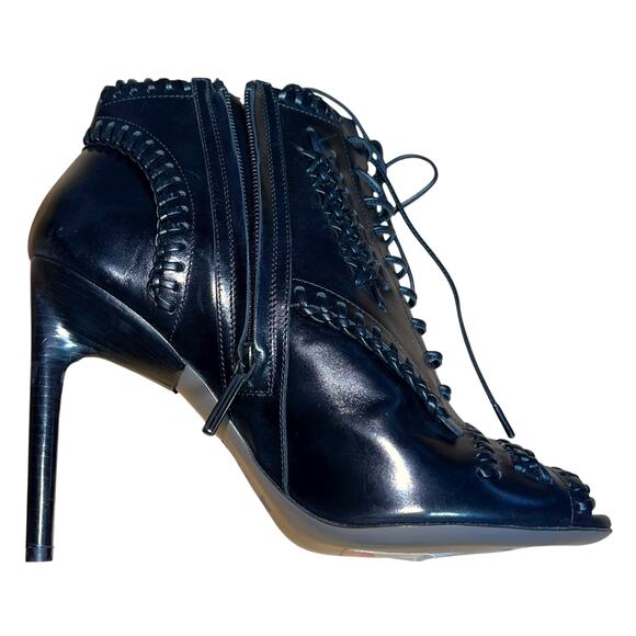 Jason Wu Boots Leather Ankle Bootie Lace Up Whip Stitch Made in Italy - Picture 9 of 11